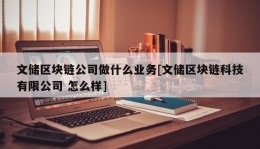 文储区块链公司做什么业务[文储区块链科技有限公司 怎么样]